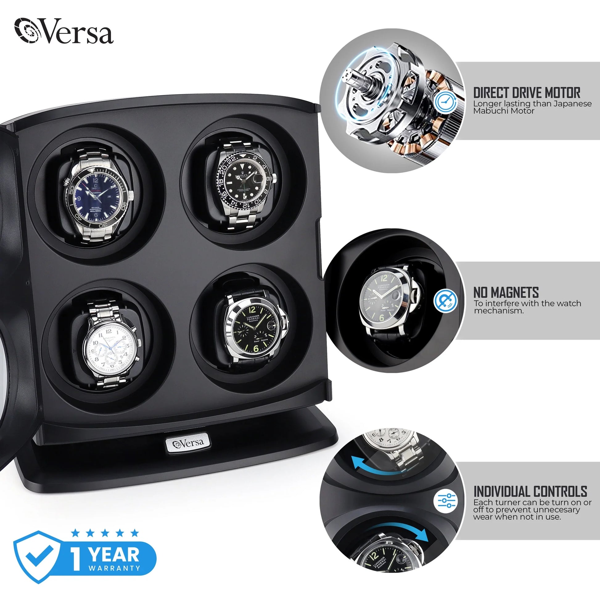 Automatic Quad Watch Winder - Black