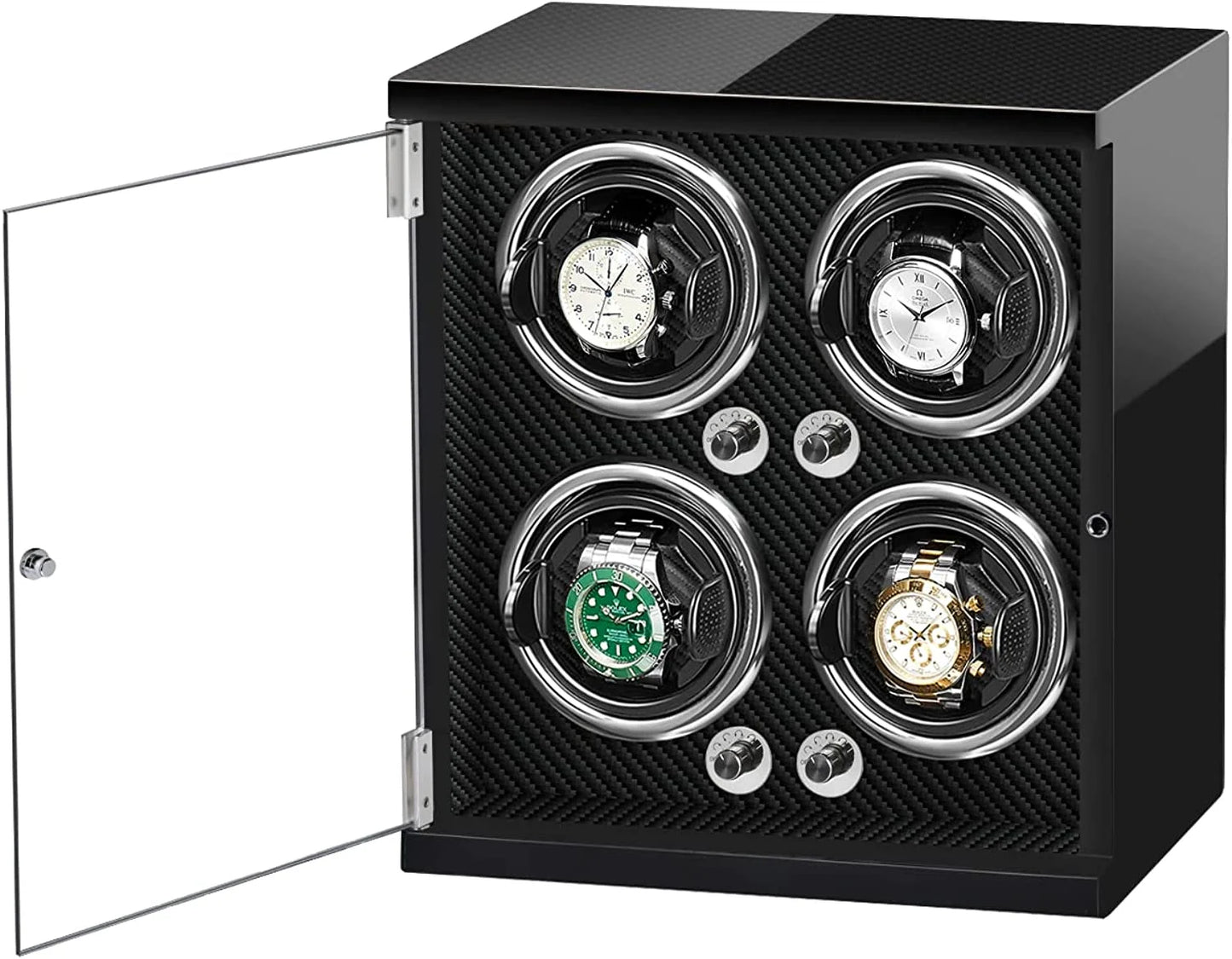Watch Winders, Automatic Watch Winders for 4 Automatic Watches with LED Illumination, Extremely Silent Motor