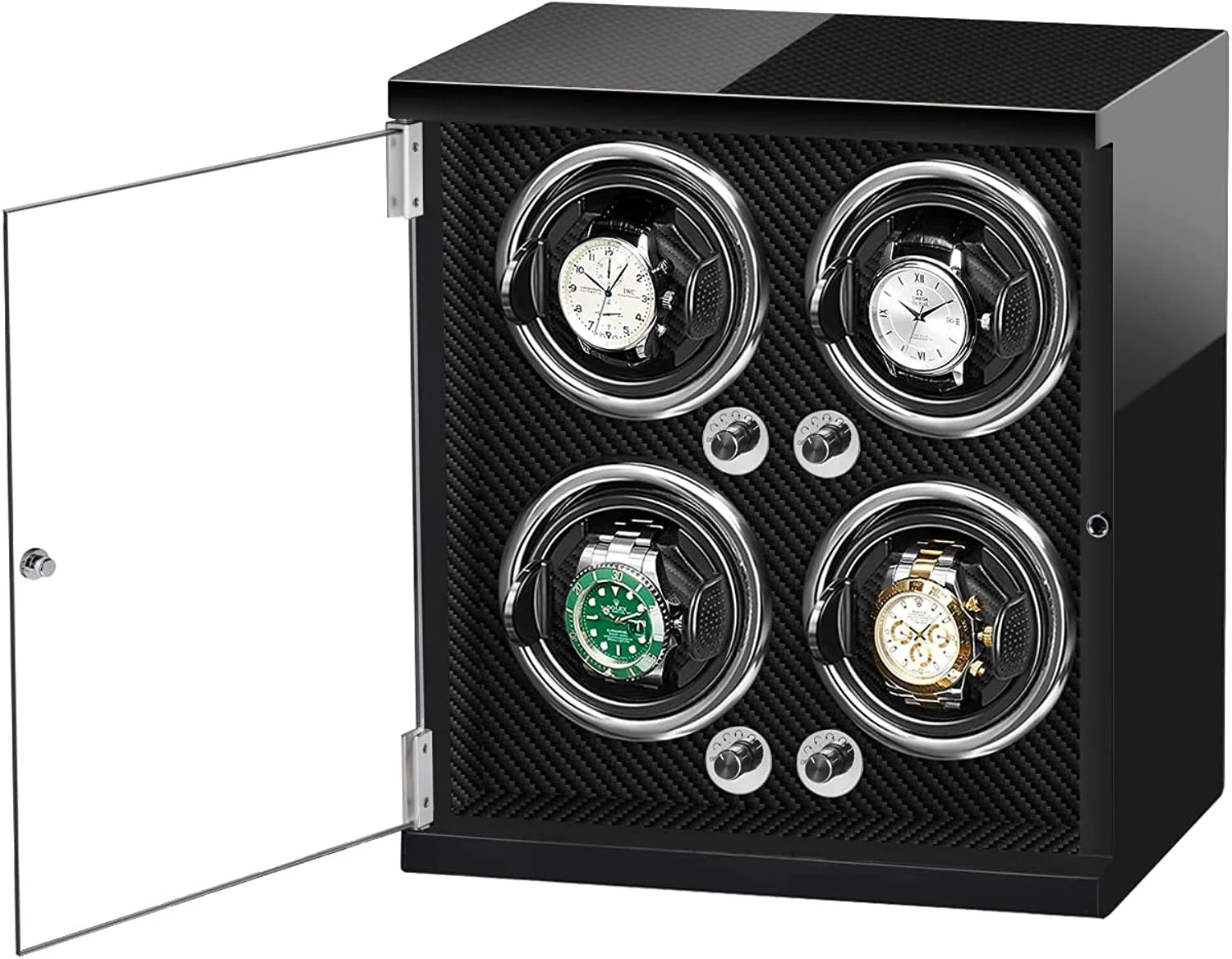 Watch Winders, Automatic Watch Winders for 4 Automatic Watches with LED Illumination, Extremely Silent Motor