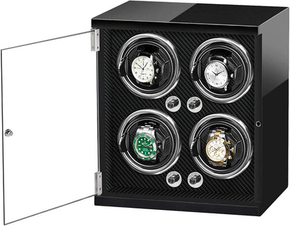 Watch Winders, Automatic Watch Winders for 4 Automatic Watches with LED Illumination, Extremely Silent Motor