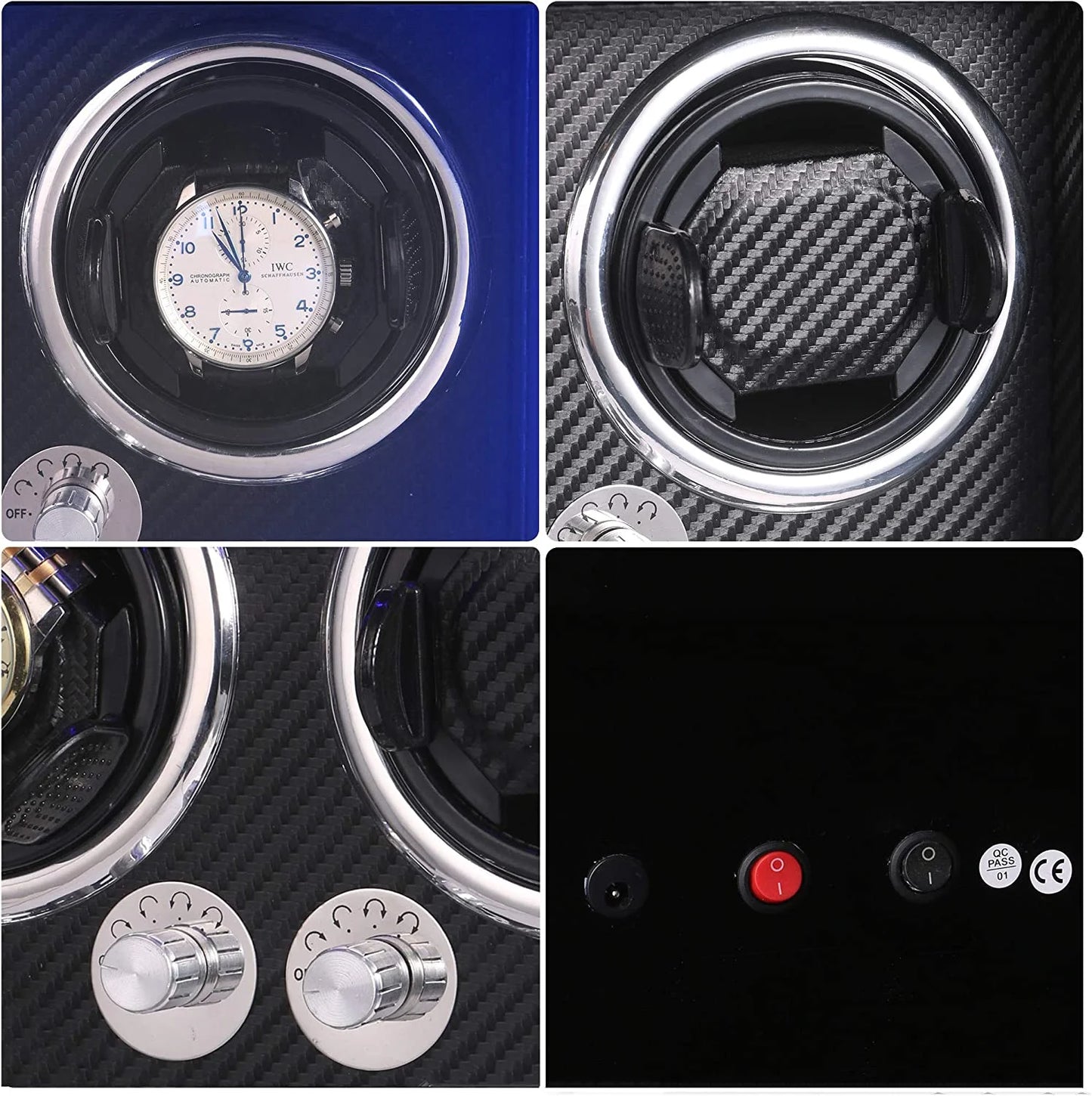Watch Winders, Automatic Watch Winders for 4 Automatic Watches with LED Illumination, Extremely Silent Motor