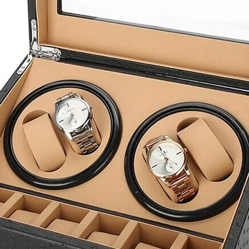 4+6 Automatic Watch Display Box Leather Watch Winder Storage Case for Christmas,Birthday, and New Year'S Gift