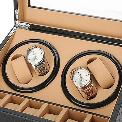 4+6 Automatic Watch Display Box Leather Watch Winder Storage Case for Christmas,Birthday, and New Year'S Gift