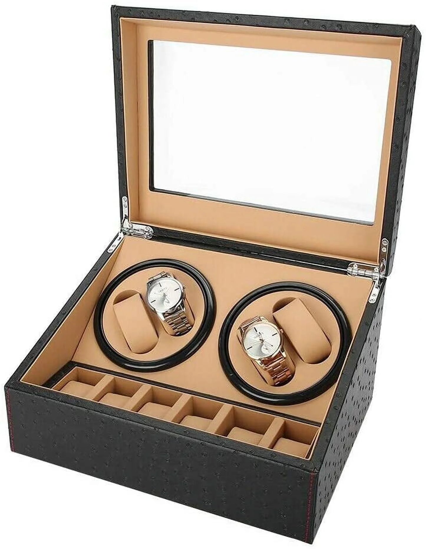 4+6 Automatic Watch Display Box Leather Watch Winder Storage Case for Christmas,Birthday, and New Year'S Gift