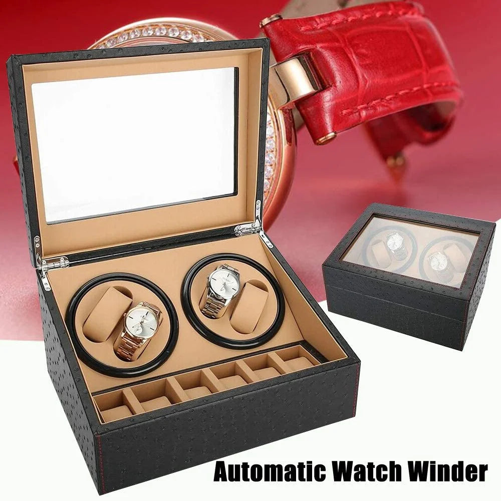 4+6 Automatic Watch Display Box Leather Watch Winder Storage Case for Christmas,Birthday, and New Year'S Gift