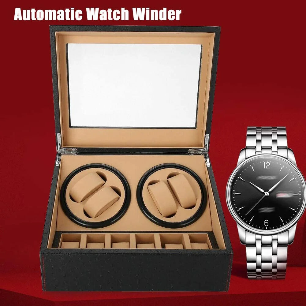 4+6 Automatic Watch Display Box Leather Watch Winder Storage Case for Christmas,Birthday, and New Year'S Gift