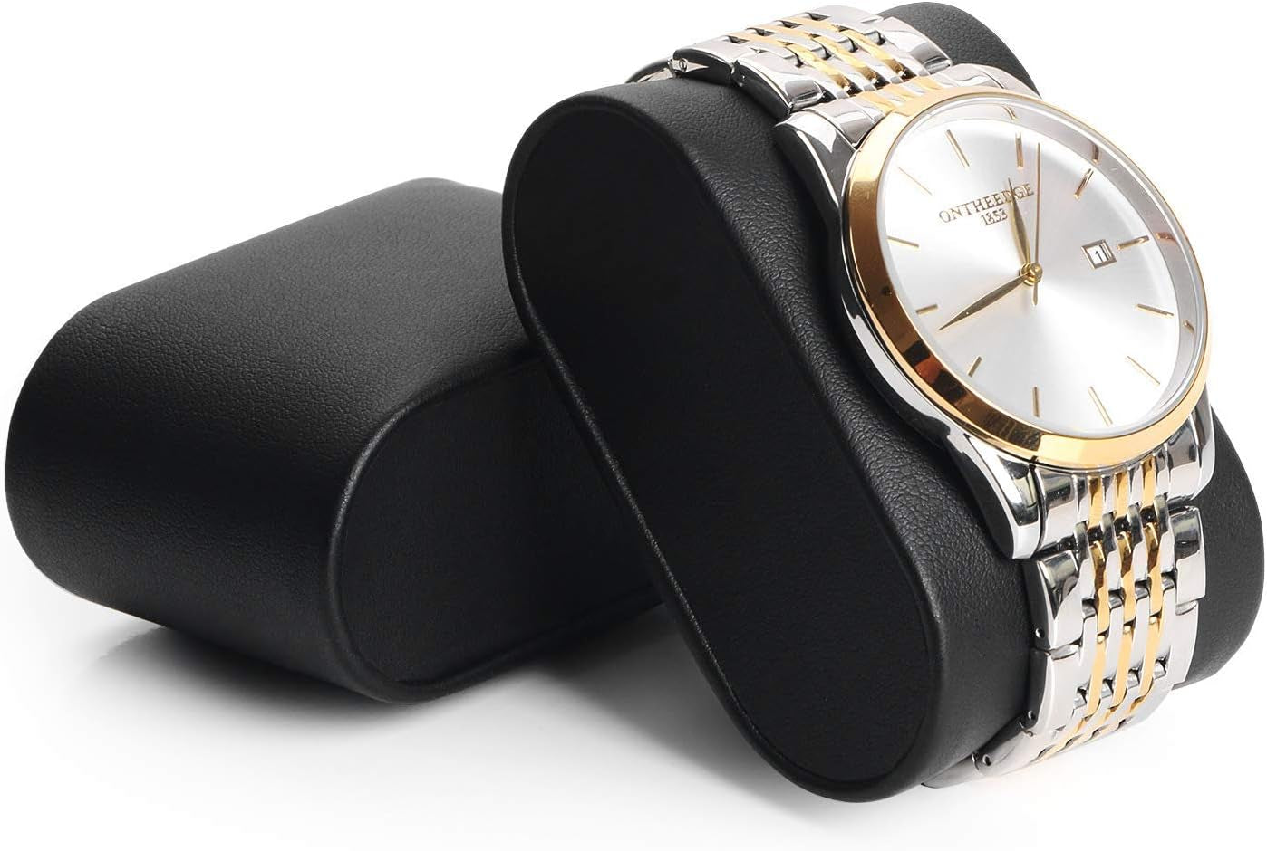 12-Slot Watch Box, Watch Case for Men 2-Layer, Watch Display Organizer Mens Jewelry Box Men’S Watch Cases, Glass Top, Watch Hoder, Gift Idea, Black Synthetic Leather SSH02C