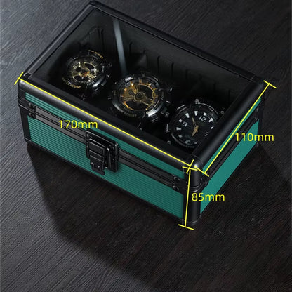 Practical 3 Slot Watch Box Aluminum Alloy Watch Display Case Glass Top Watch Case Watch Storage Box