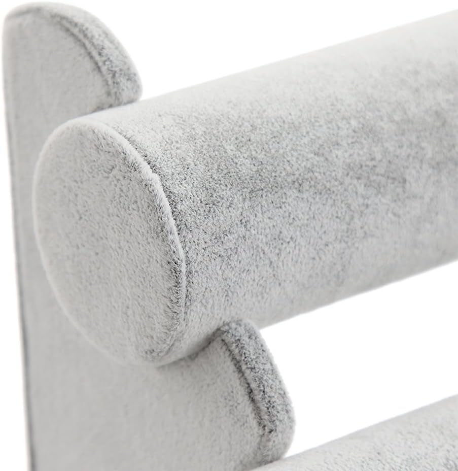 Wudygirl Triple Bracelet Holder Velvet Jewelry Display Stand Watch Bangle Bar Necklace Storage Organizer Gray (Ice Velvet 3 Tier)