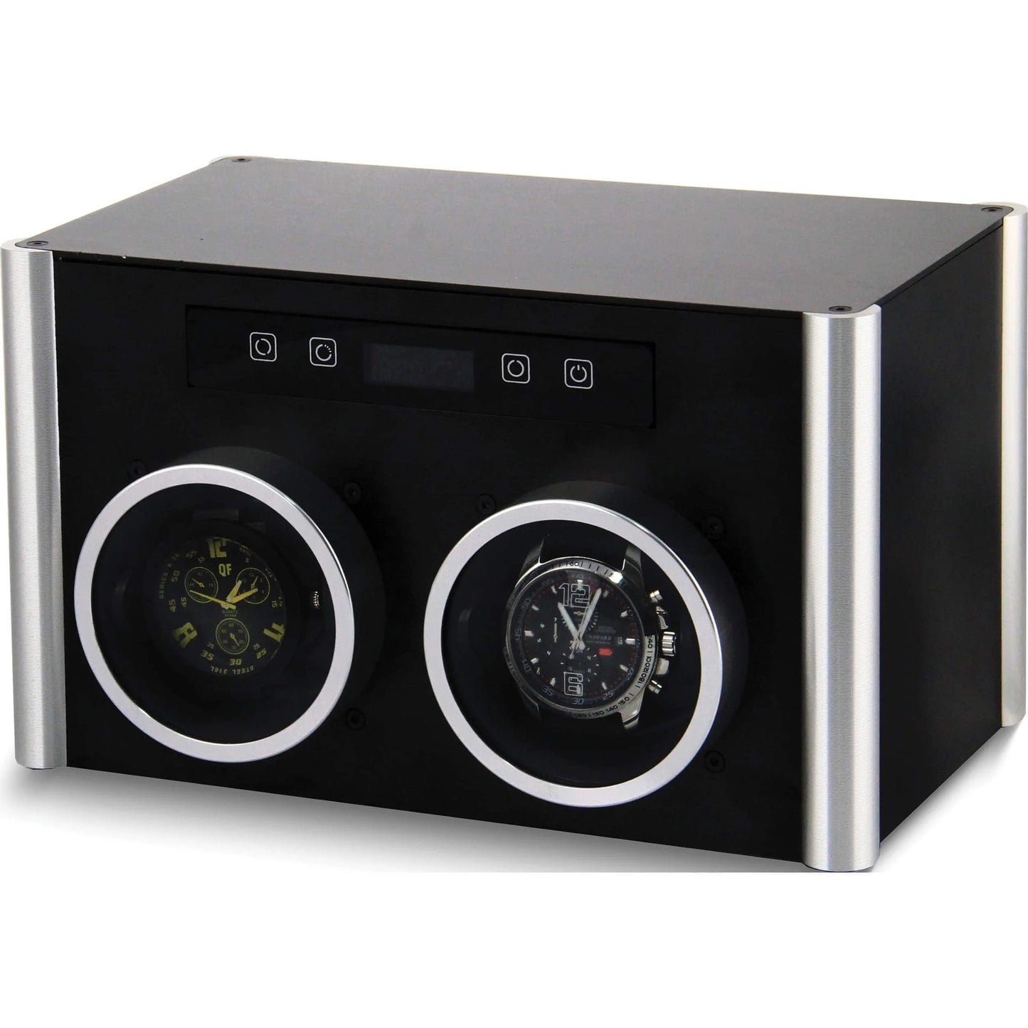 Fashion Rotations Black and Silver-Tone Metal Double Watch Winder (10.25 X 5.9) Made in China Gm8466