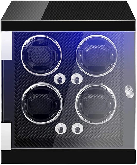 Watch Winders, Automatic Watch Winders for 4 Automatic Watches with LED Illumination, Extremely Silent Motor