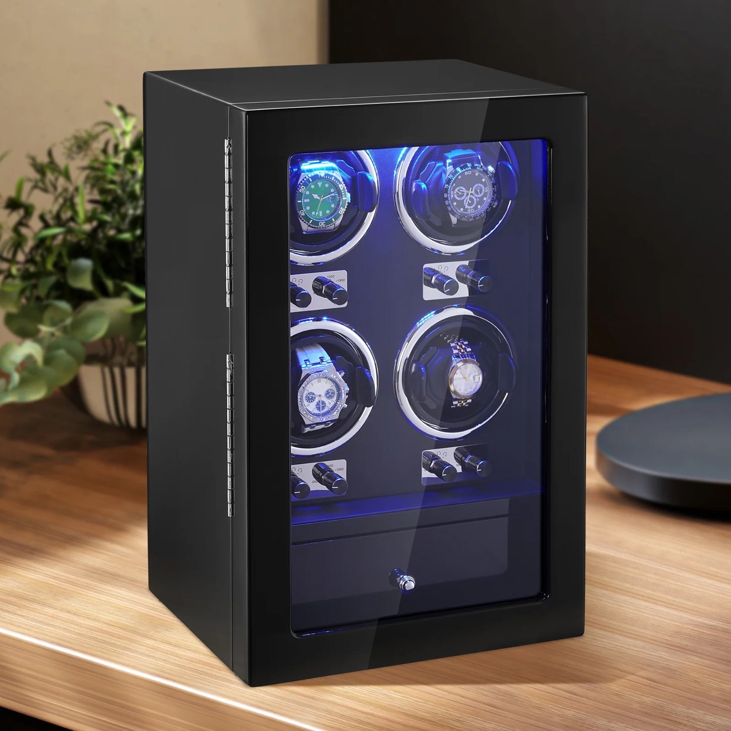 Watch Winder for 4 Automatic Watches with 4 Quiet Japanese Mabuchi Motors