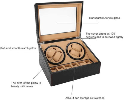 4+6 Automatic Watch Display Box Leather Watch Winder Storage Case for Christmas,Birthday, and New Year'S Gift