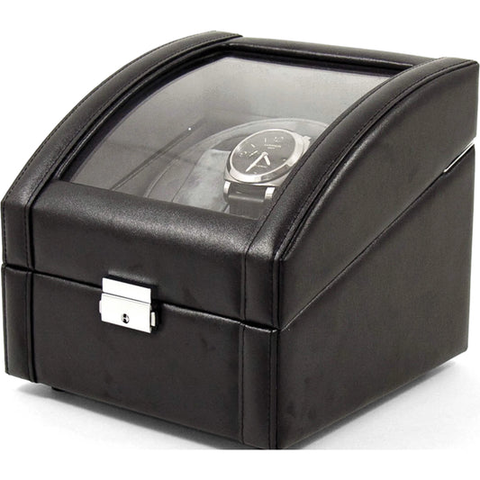 Fashion Black Leather Glass Top Dual Watch Winder (7.5 X 6.5) Made in China Gm8738