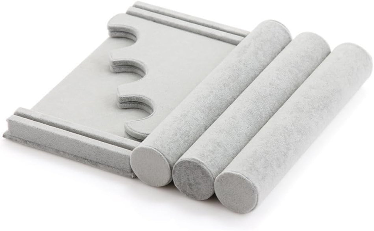 Wudygirl Triple Bracelet Holder Velvet Jewelry Display Stand Watch Bangle Bar Necklace Storage Organizer Gray (Ice Velvet 3 Tier)