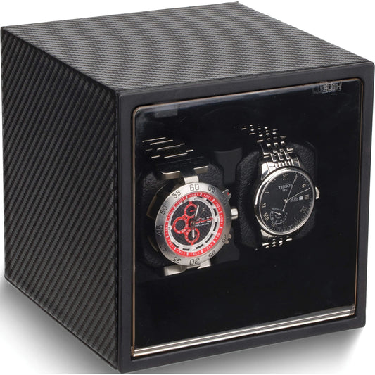 Fashion Rotations Carbon Fiber Dual Watch Winder (7.5 X 7.5) Made in China Gm18028